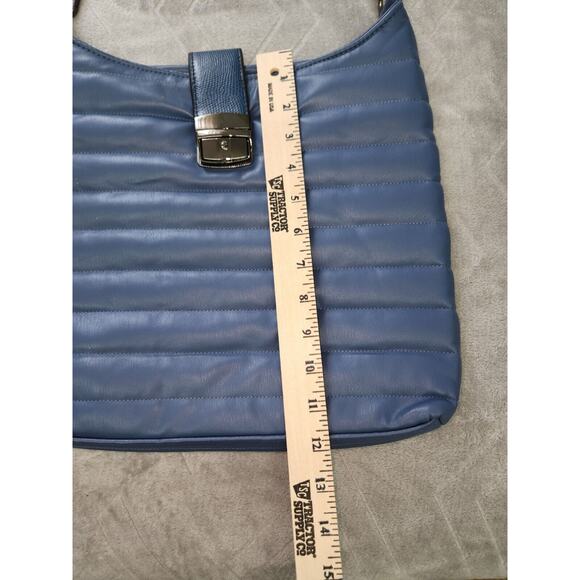 Royln Luxe Puffer Handbag Blue Detachable Strap - Picture 4 of 9